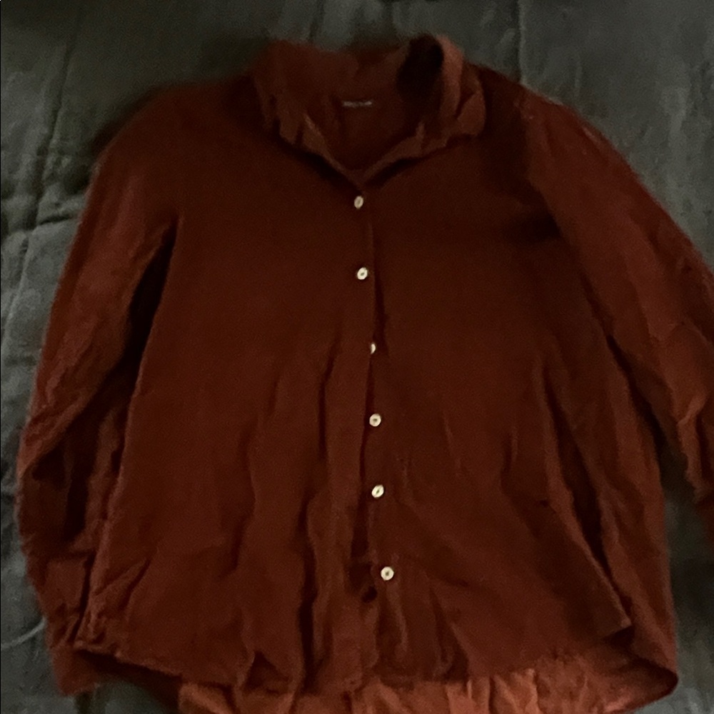 Rust Button-Up micro cord Shirt